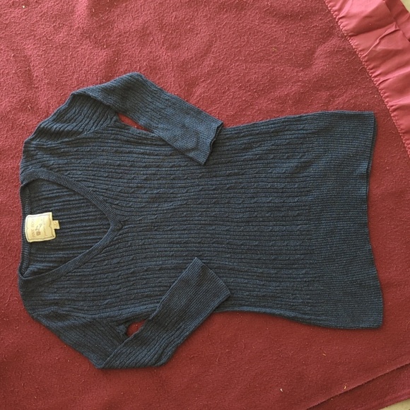 Pink Rose Black Knit‎ Stretch Quarter Sleeves Sweater V Neck Shirt S - Picture 1 of 5